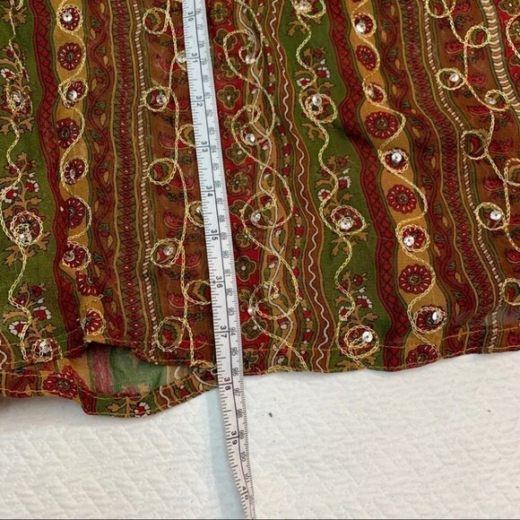 VINTAGE💐V-NECK Beige  Gauze Dress/Swimsuit Coverup L - Picture 8 of 9